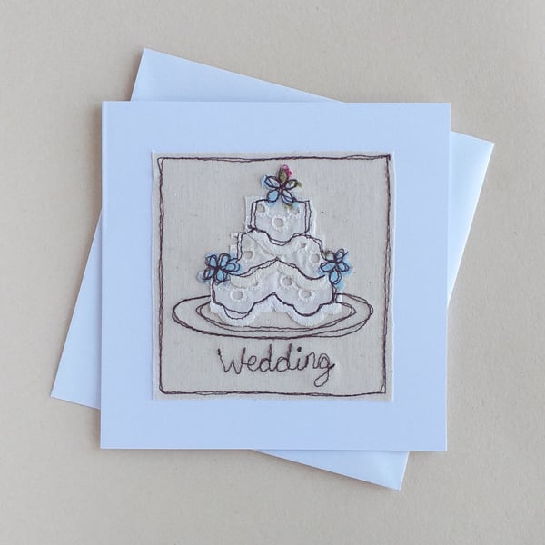 Personalised Embroidered Wedding Cake Card