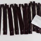 Zip, Zips, Pack of 10 brown 6" zips,  brown, zip, 6" zip, 15cm zip, nylon zip, 