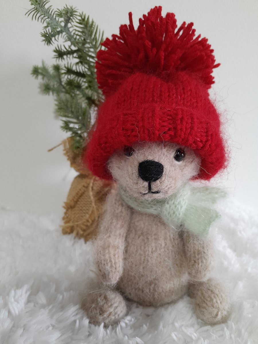 Little Teddy Bear, Handknitted Mohair Bear 