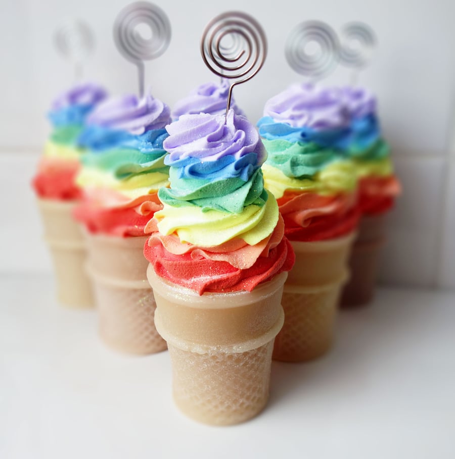 Rainbow Ice Cream Novelty Place Memo Holders - Weddings, parties, Food art