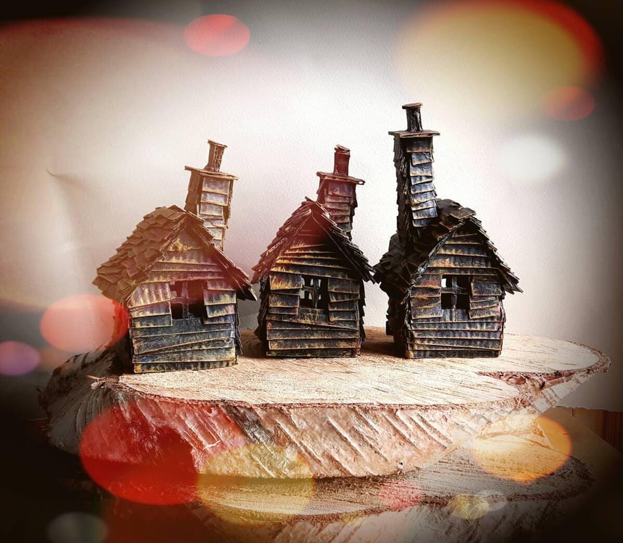 Small Rustic Houses - Set of 3 - MADE TO ORDER
