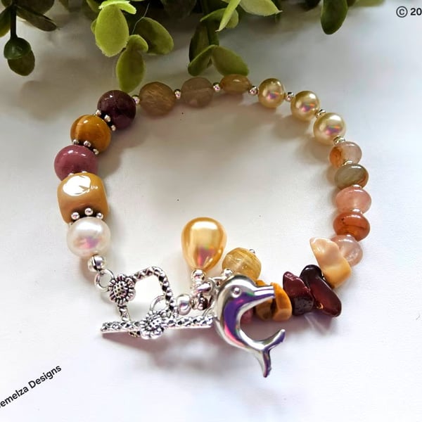  Artisan Multigemstone Chakra Designer Charm Bracelet 