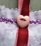 Hand Embroidered Pink Button Lavender Bag - Image 3