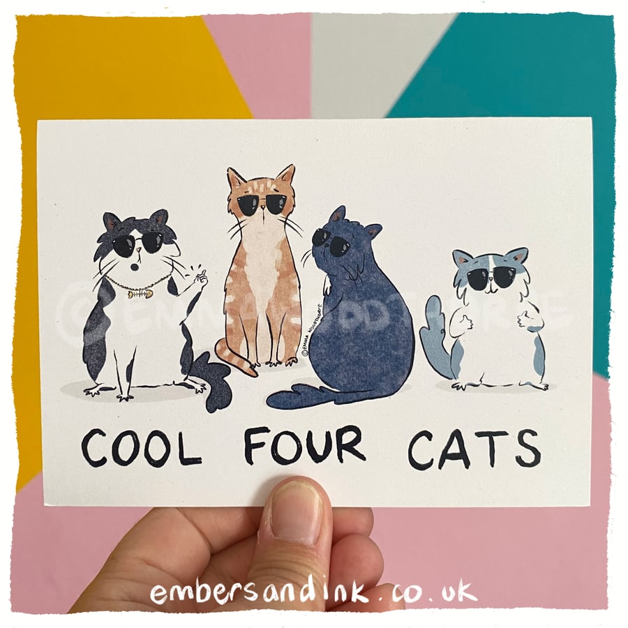Cool Four Cards Greetings Card