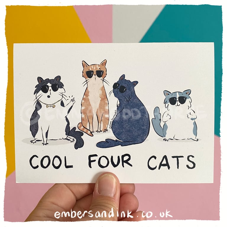 Cool Four Cards Greetings Card