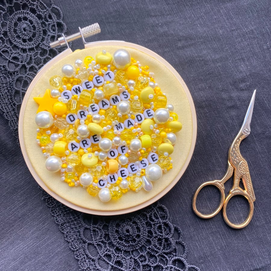 Yellow ‘sweet dreams’ Beaded Hoop