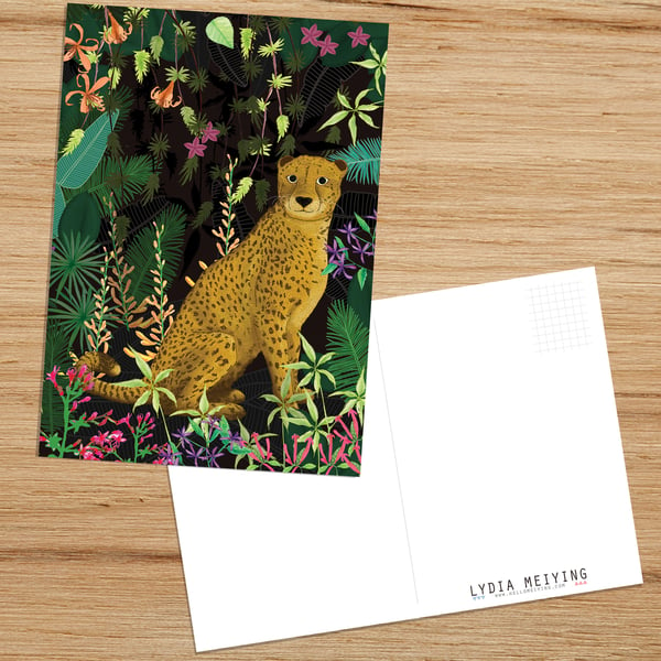 Jungle Cheetah, Postcard with Cheetah Illustration