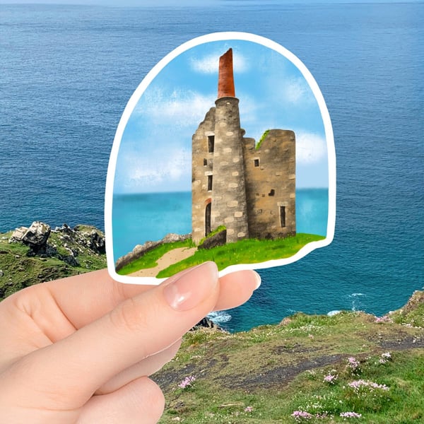 Cornish Tin Mine Illustrated Sticker