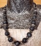 Handmade jewellery, black and silver statement necklace - Image 1