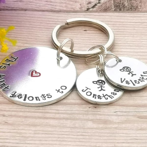 This Aunt Belongs To - Auntie Keyring - Personalised Gift For Aunty - Children