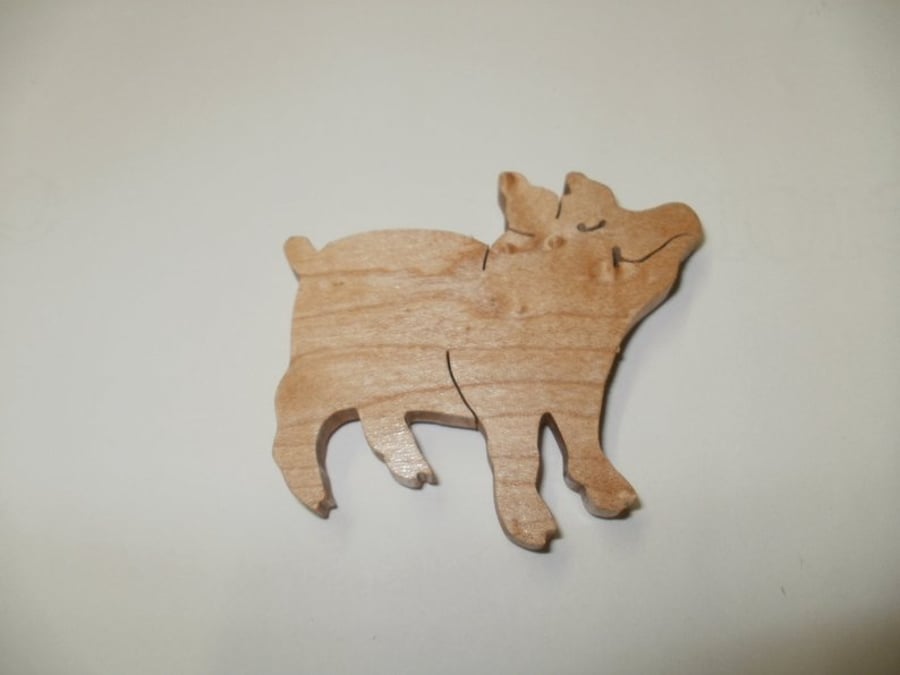 pig fridge magnet wood maple scroll saw