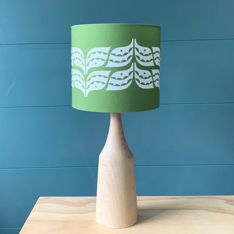 Handmade 20cm Leaf Print Lampshade - Moss Green - British Made 