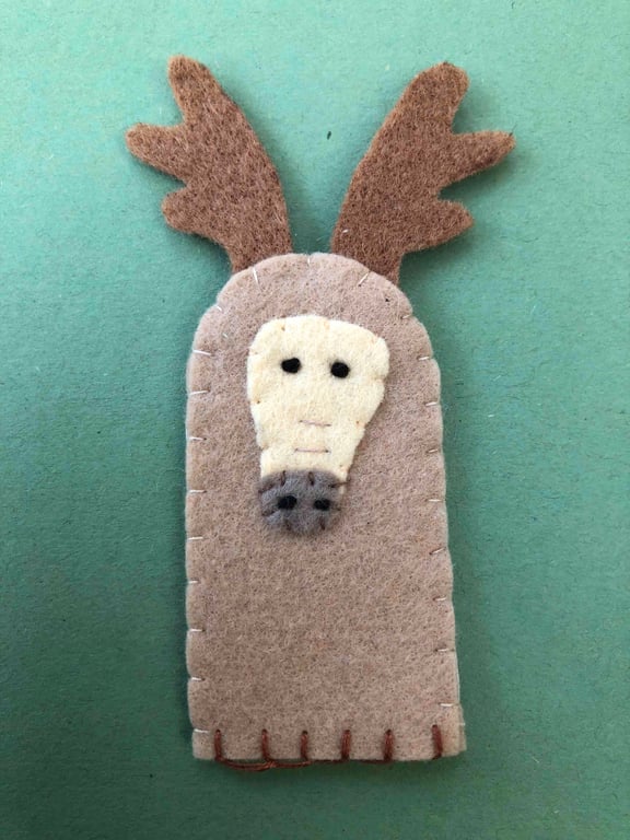 Reindeer Stag felt festive finger puppet