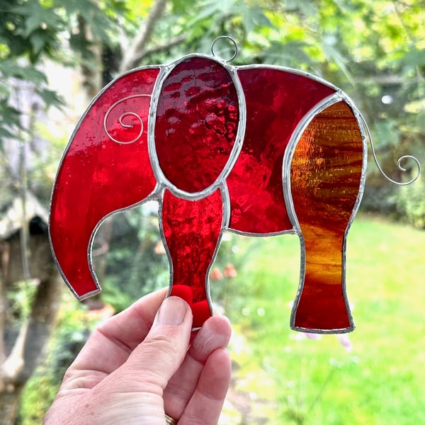 Stained Glass Large Elephant Suncatchers - Handmade Hanging Decoration  