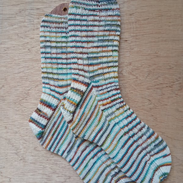 Socks, hand knitted, LARGE adult size 9-11