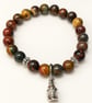 Picasso Jasper and Sterling Silver Coffee Loving Gnome Bracelet. - Image 3