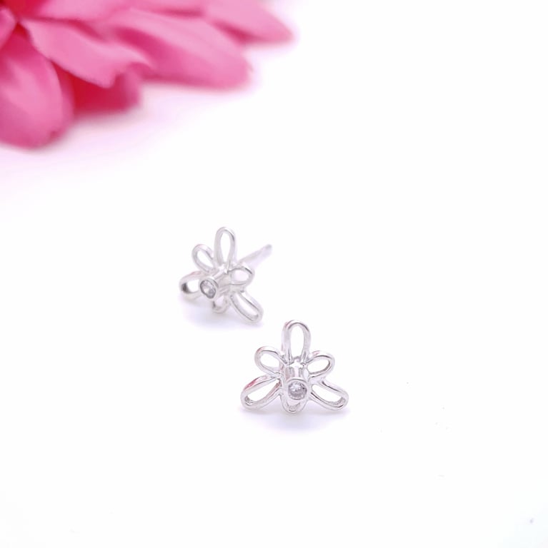 Sterling silver Iris stone set stud earrings