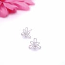 Sterling silver Iris stone set stud earrings