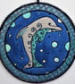 DPM032-Dolphin Mandala Wall Hanging-18.5cm diameter- Dark Blue-Green-Grey-Black