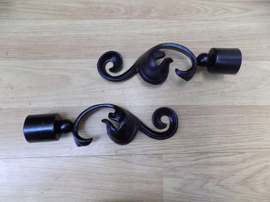 Leaf Curtain Pole Ends...........Wrought Iron (Forged Steel) Made Crafted