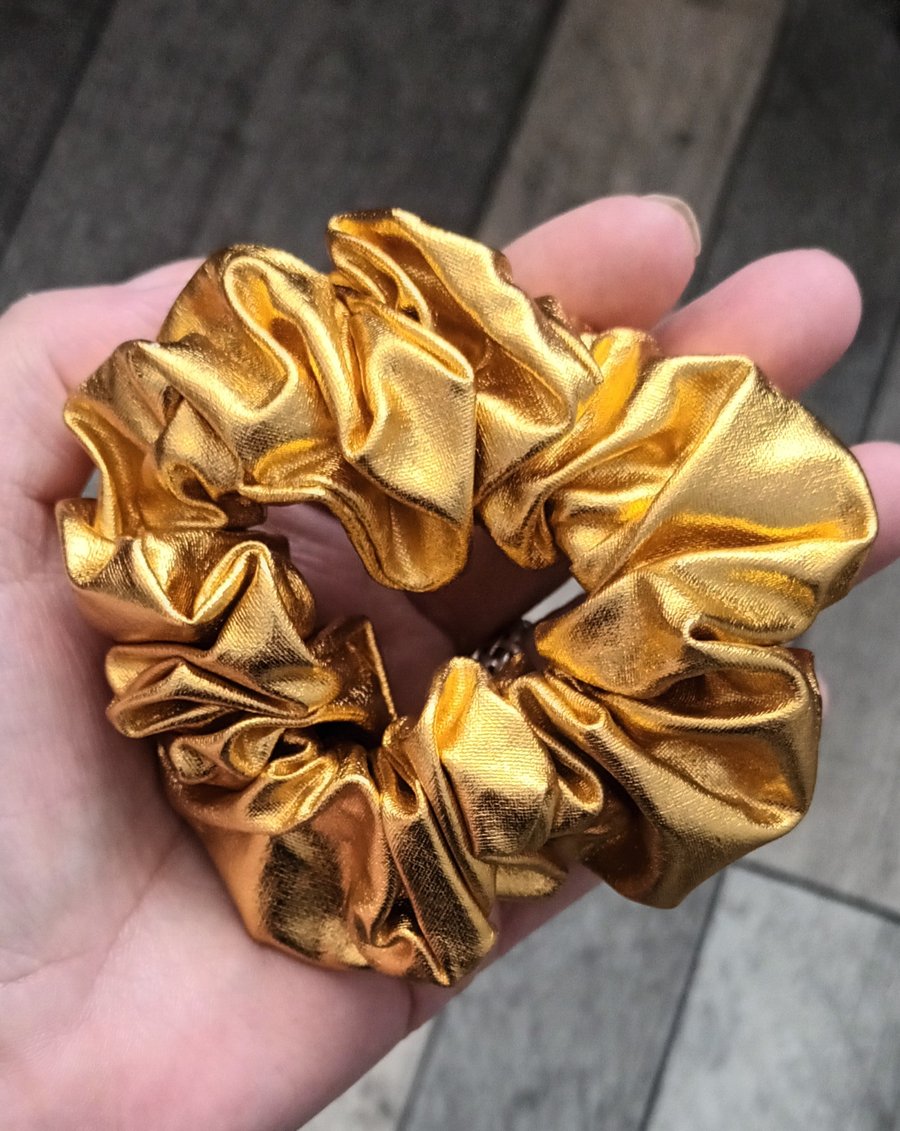 Metallic Gold Hair Scrunchie. Hair Accessories.