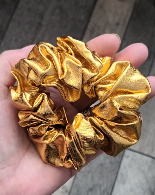 Metallic Gold Hair Scrunchie. Hair Accessories.