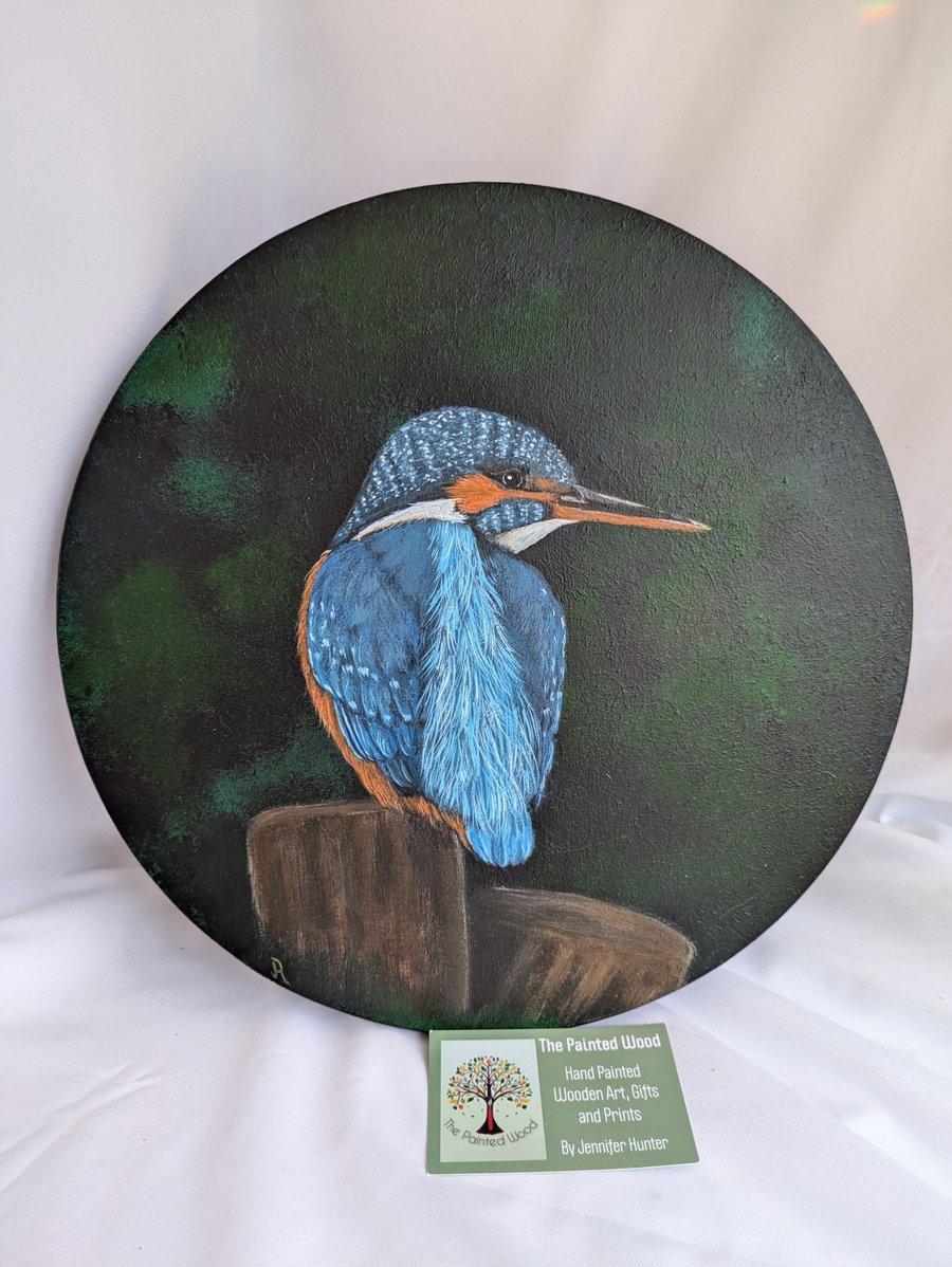Kingfisher Painting on 30cm Wood Panel