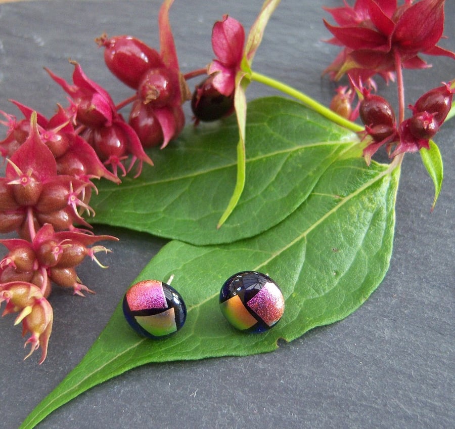 Dichroic glass stud earrings