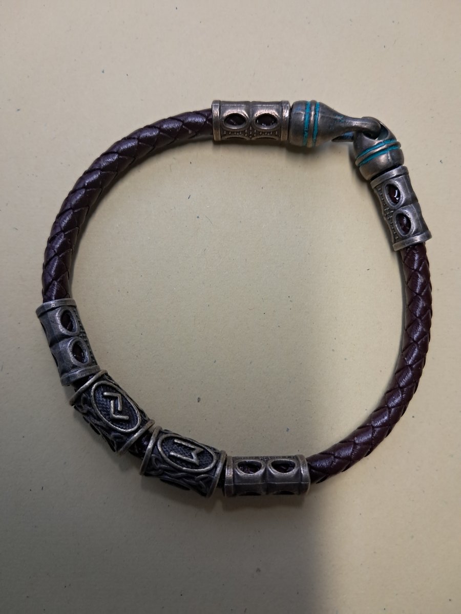 Leather Viking Rune Hook Bracelet 