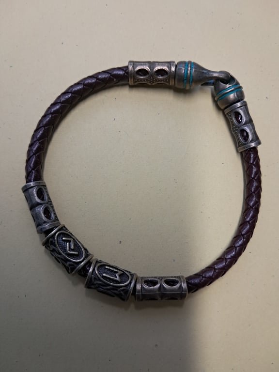Leather Viking Rune Hook Bracelet 