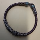 Leather Viking Rune Hook Bracelet 