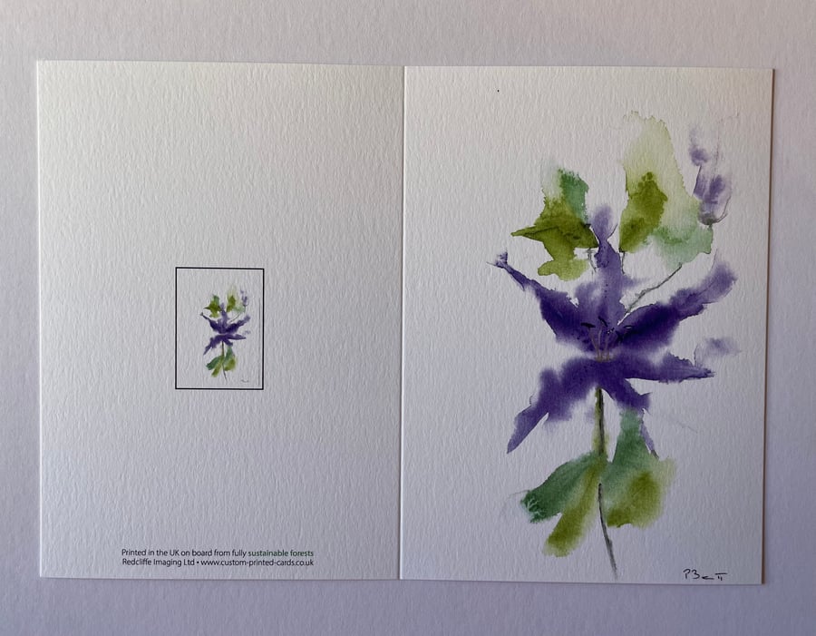 Two loose Lily greeting cards