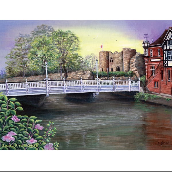 Tonbridge Castle by the River Medway - Greeting Card