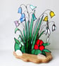 Bluebells and Snowdrops - Stained Glass Tealight Holder Suncatcher - Image 3