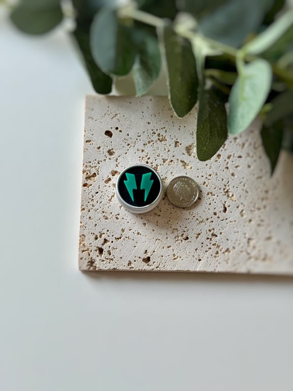 Lightning Bolt Mini Earrings - Turquoise Green