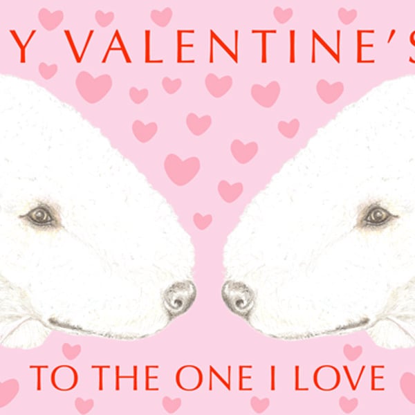 Bedlington Terrier Nose to Nose - Valentine Card