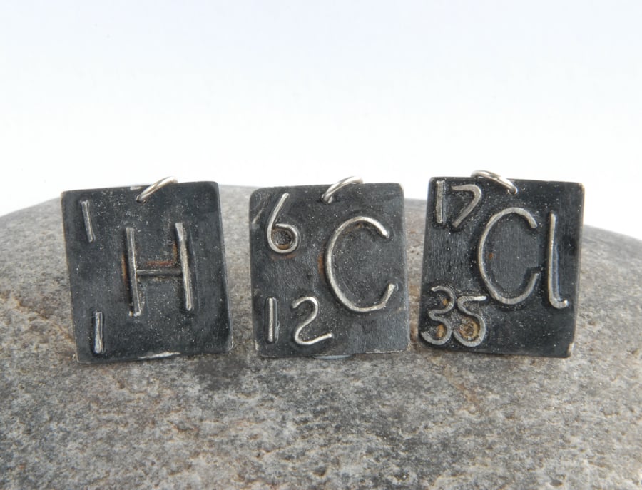 Sterling silver chemical element pendant - made to order choose your element