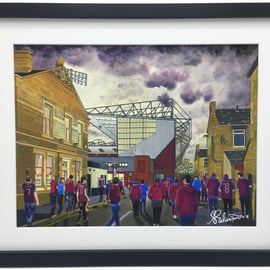 Burnley F.C, Turf Moor. Framed, Football Art Print. 14" x 11" Frame Size