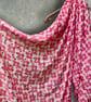 Chic Retro Floral Pink Scarf with Gold Accent for All season,Great Gifts for Her - Image 5