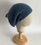 SLOUCH BEANIE hat .'Elodie' .Luxury alpaca, merino wool blend . Denim blue.  - Image 1