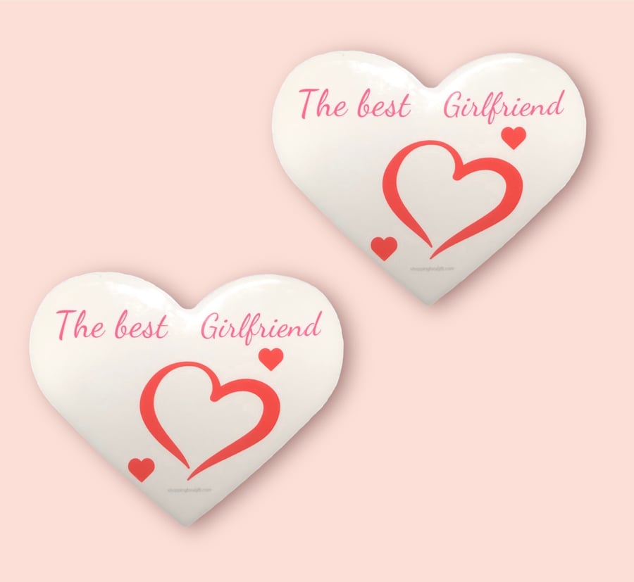 The Best Girlfriend Set Of Two Ceramic Heart Shaped Coasters