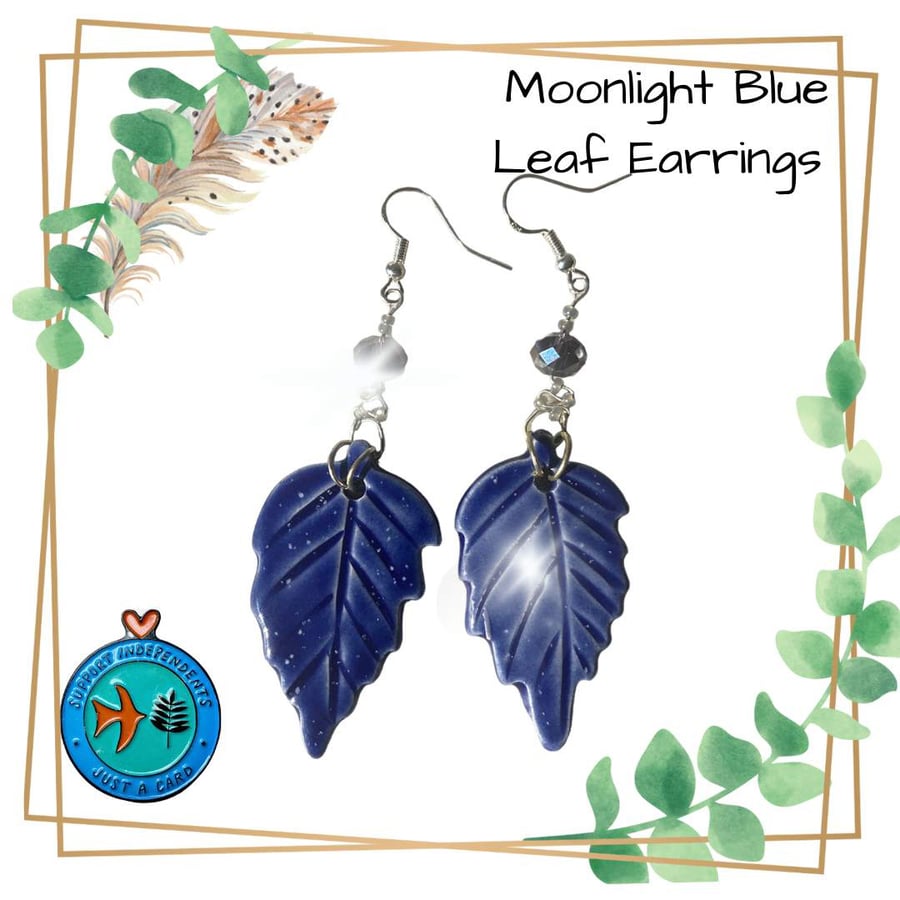 Moonlight Blue Leaf Earrings