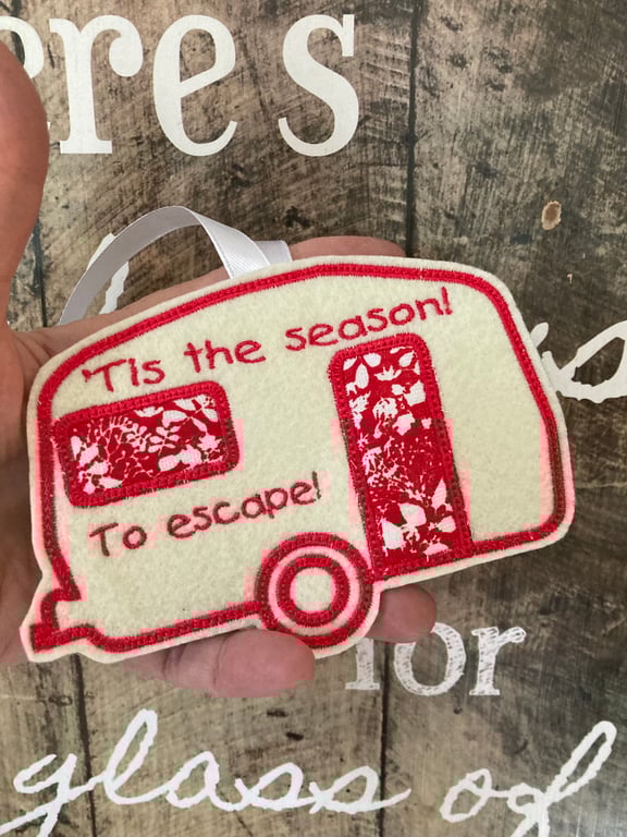 Christmas Felt Caravan Hanging ‘Tis the season to escape, gift for caravanner