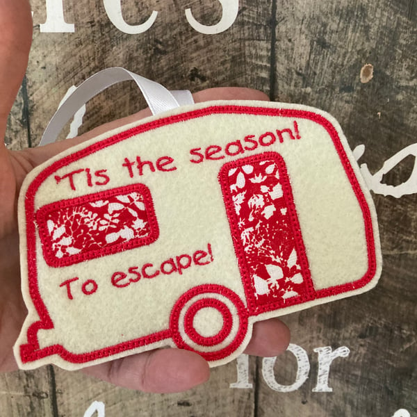 Christmas Felt Caravan Hanging ‘Tis the season to escape, gift for caravanner