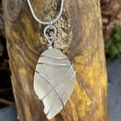 Handmade Wire wrapped Sea glass pendant necklace 