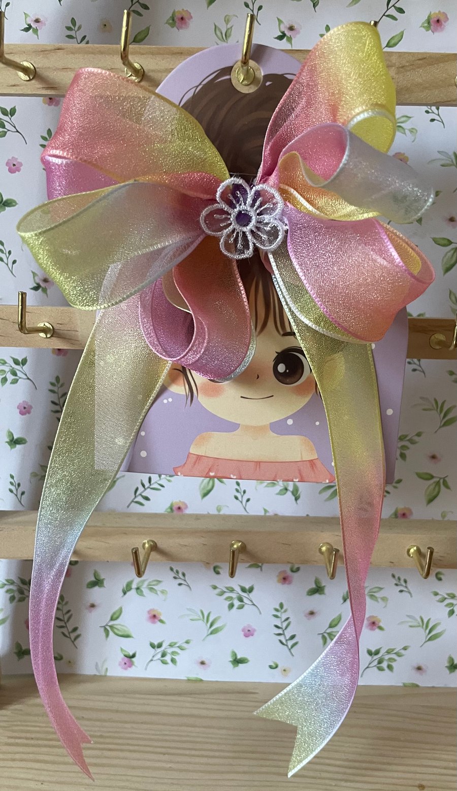 Back to School Hair Bow – Cute & Fun Hair Clip beautiful shimmery ribbon. 