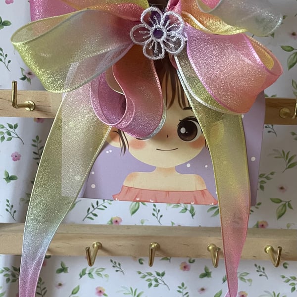 Back to School Hair Bow – Cute & Fun Hair Clip beautiful shimmery ribbon. 