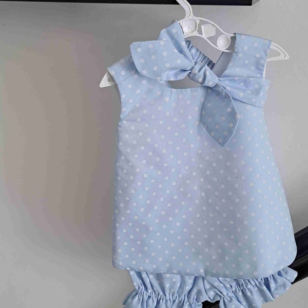 Blue and Pink Frill Infant Sun Dress 2-pc. Set main image 1