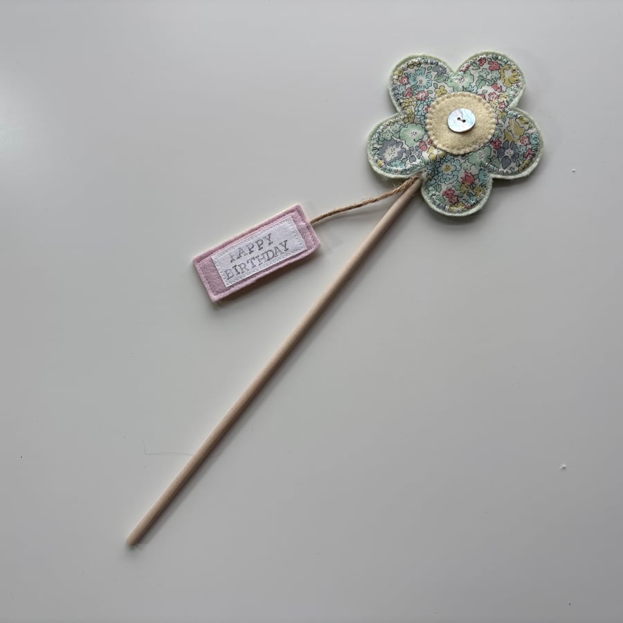 Happy Birthday Fabric  Flower
