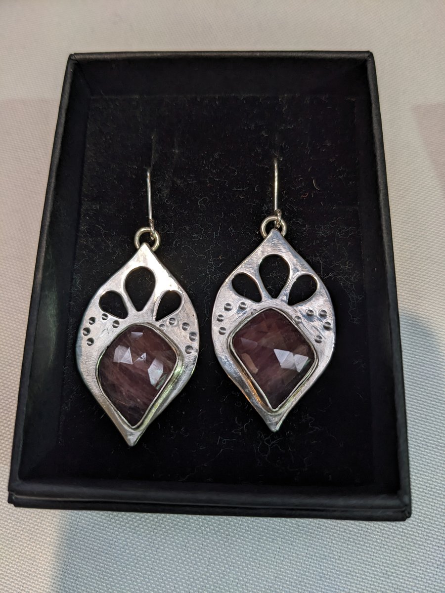 Handmade silver and sapphire earrings 